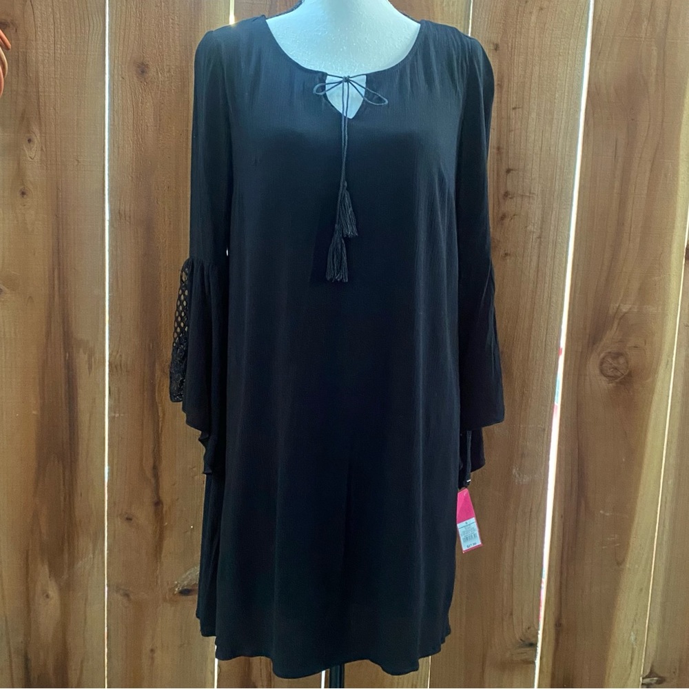 Xhilaration black dress v neck bell sleeves